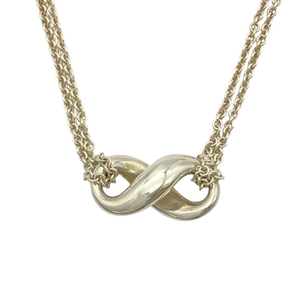 Tiffany & Co. Infinity Double Chain Necklace, SV925, 7.8g, Silver, Women's.